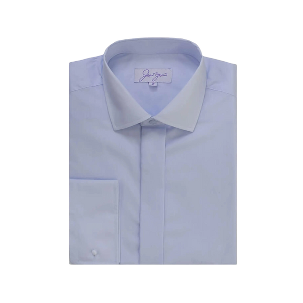 Plain Swept Collar Slim Fit Shirt for Men in Blue