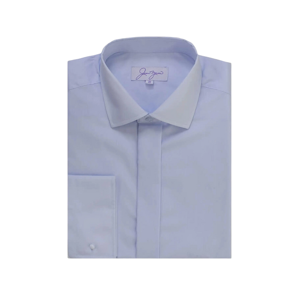 Plain Swept Collar Slim Fit Shirt in Blue