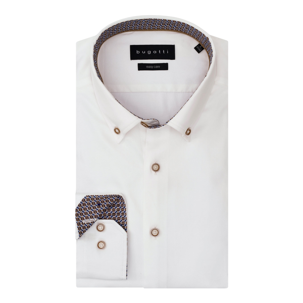 Bugatti Long Sleeve Plain Shirt With Trim