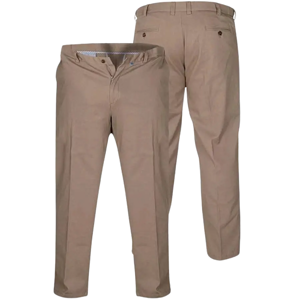 Duke Bruno Extenda Waistband Cotton Chinos for Men in Stone
