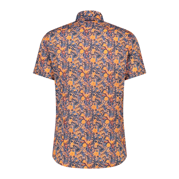 A Fish Named Fred Coral Leaves Short Sleeve Shirt for Men