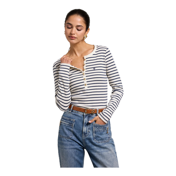 Holland Cooper Striped Grandad Top