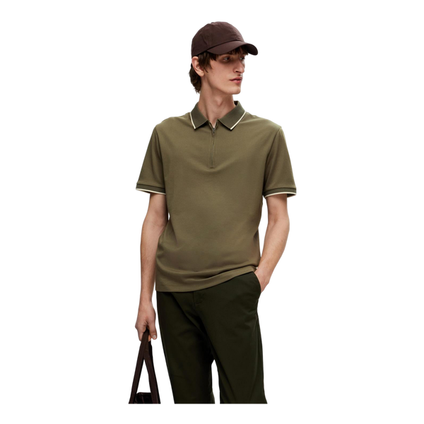 Selected Figo Zip Short Sleeve Polo