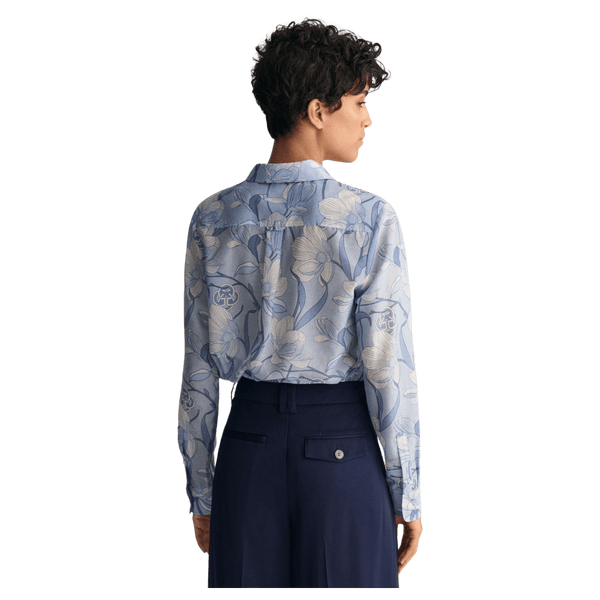 GANT Regular Fit Magnolia Print Cotton Silk Shirt for Women