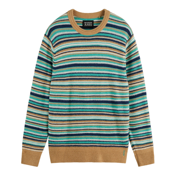Scotch & Soda Soft Knit Stripe Regular Fit Crew Neck