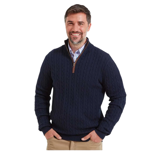 Schöffel Cotton Cashmere Cable 1/4 Zip Jumper for Men