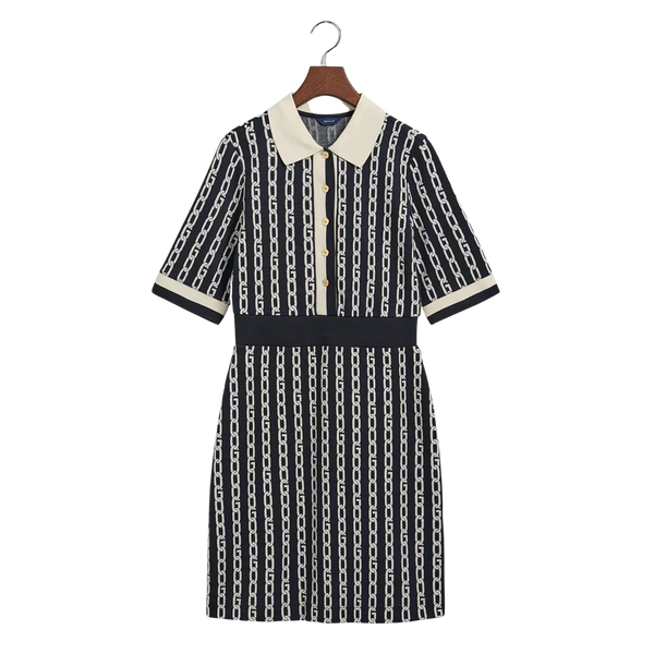 GANT Chain Jacquard Mid-Sleeve Polo Dress for Women