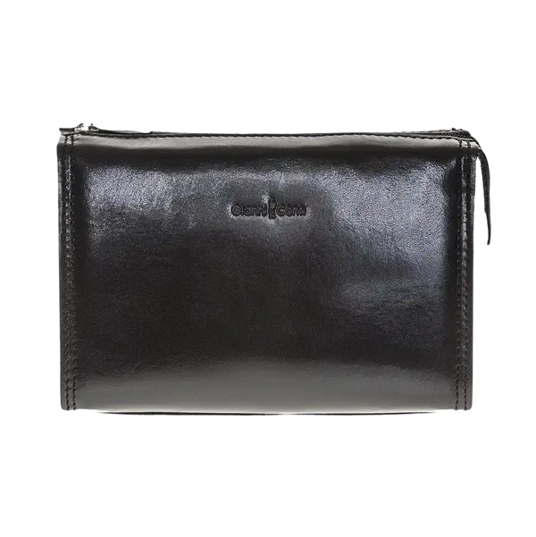 Gianni Conti Leather Toiletries Bag in Black
