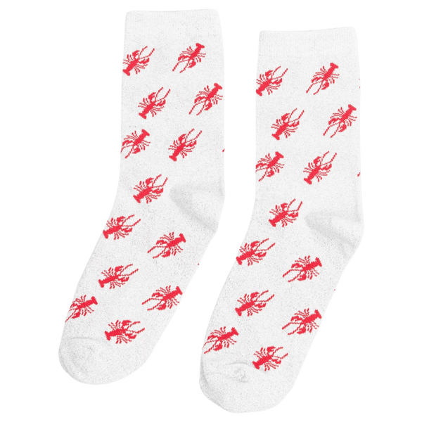 Miss Shorthair All Over Lobster Print Glitter Socks for Women