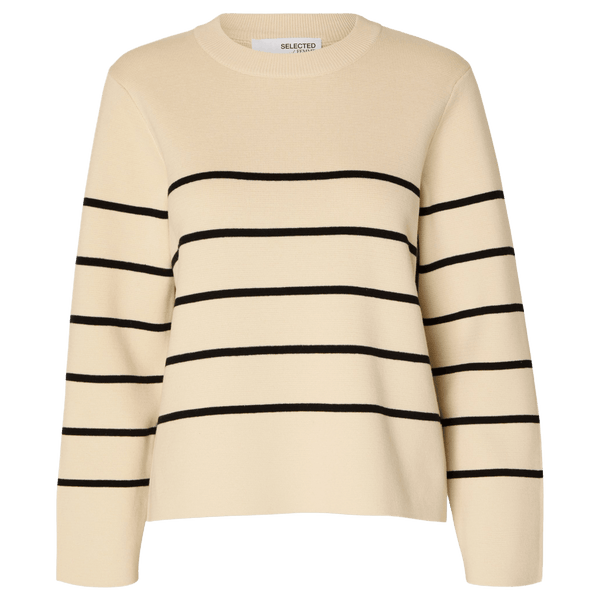 Selected Femme Ivla O-Neck Stripe Knitted Jumper for Women