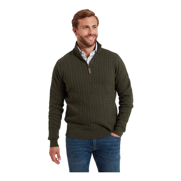 Schoffel Calton Cotton Cashmere Cable 1/4 Zip Jumper