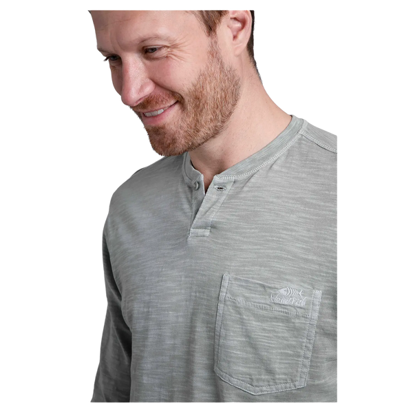 Weird Fish Mackay Garment Dyed Long Sleeve Henley T-Shirt