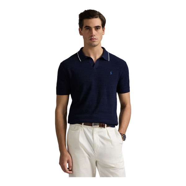 Polo Ralph Lauren Textured Cotton-Linen Short Sleeve Polo Sweater
