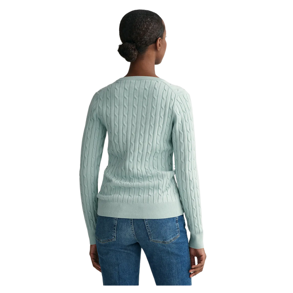 GANT Stretch Cotton Cable Knit V-Neck Sweater for Women