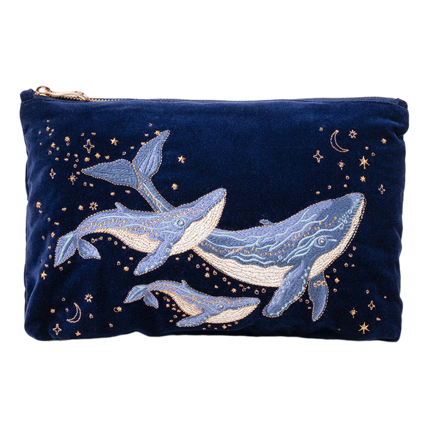 Elizabeth Scarlett Mystical Whale Velvet Everyday Pouch