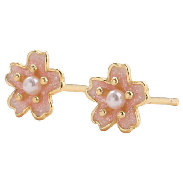 Attic Creations Just For You Sakura Flower With Pearl Earrings
