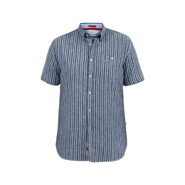 Duke Cambridge Linen Vertical Stripe Short Sleeve Shirt for Men