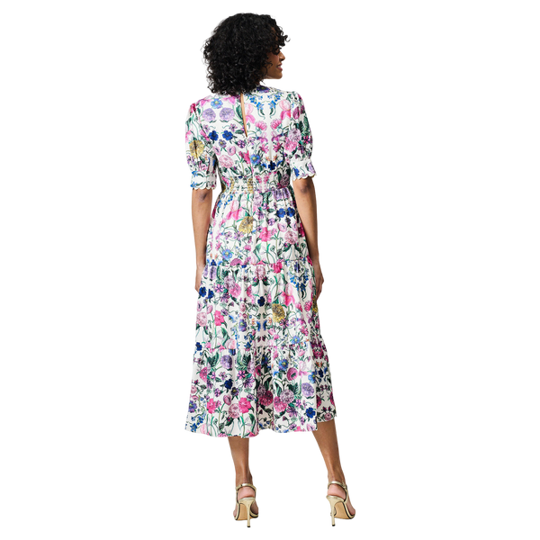 Hope & Ivy Sonnet V-neck Full Skirt Tea Dress With Puff Sleeves