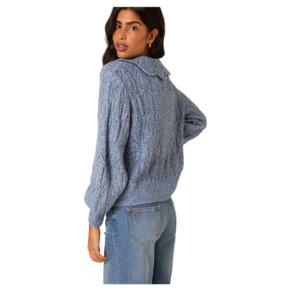Nobody's Child Pointelle Chunky Collar Cardigan
