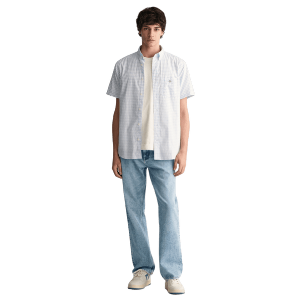 GANT Regular Fit Poplin Gingham Short Sleeve Shirt