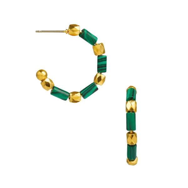 Orelia Jewellery Malachite Bead Mid Size Hoop