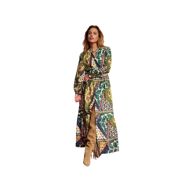 POM Amsterdam Mae Eclectic Tribal Print Maxi Dress for Women