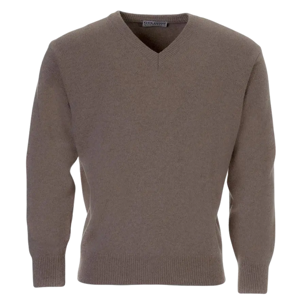 Golding Lambswool V-Neck Sweater in Fawn