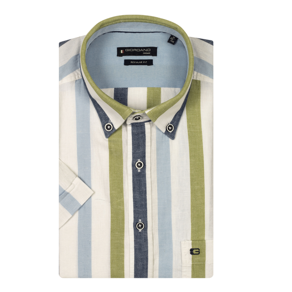 Giordano Short Sleeve Striped Button Down Shirt
