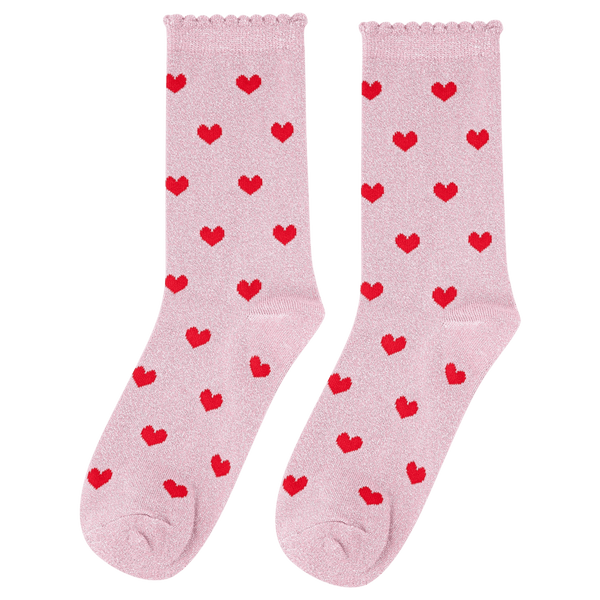 Miss Shorthair Cotton Blend Glitter Heart Print Socks for Women