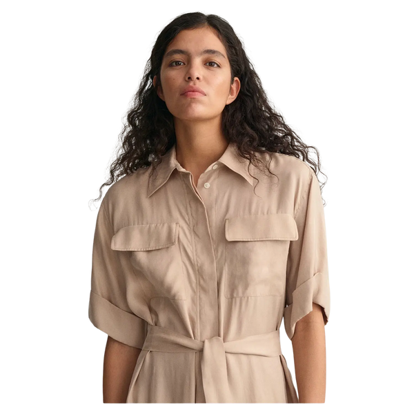 GANT Relaxed Fit Short Sleeve Flap Pocket Shirt Dress for Women
