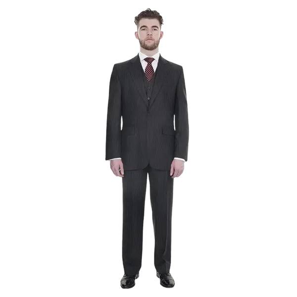 The Label Classic Fit Wool Suit Waistcoat for Men in Charcoal Stripe