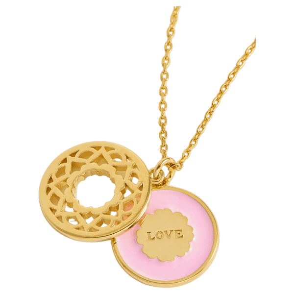 Estella Bartlett 'Love' Pink Enamel Mandala Necklace for Women