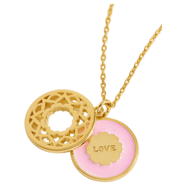 Estella Bartlett 'Love' Pink Enamel Mandala Necklace