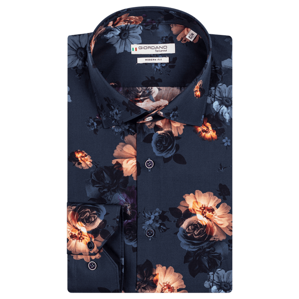 Giordano Flower Photo Print Long Sleeve Shirt