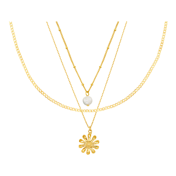 Orelia Jewellery Pearl & Daisy 3 Row Necklace