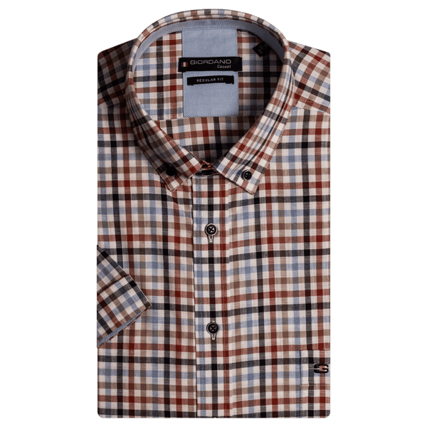 Giordano Short Sleeve Checked Shirt for Men