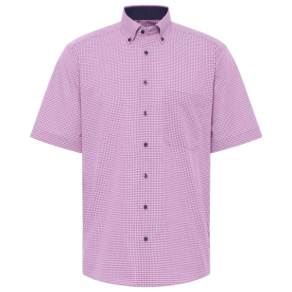 Eterna Short Sleeve Small Check Button Down Formal Shirt for Men