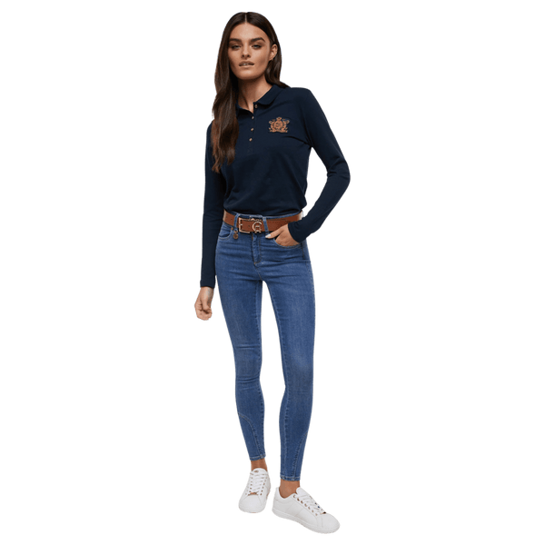 Holland Cooper Long Sleeve Crest Polo Shirt