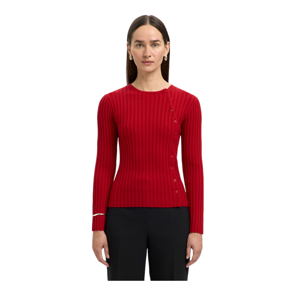 Selected Slfhelen Ls Knit Button O-neck Top