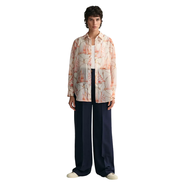 GANT Relaxed Fit Sailing Print Cotton Silk Shirt