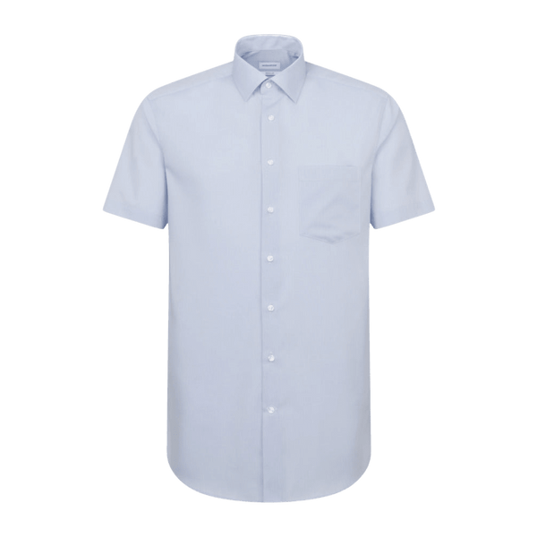Seidensticker Short Sleeve Poplin Regular Fit Shirt in Sky