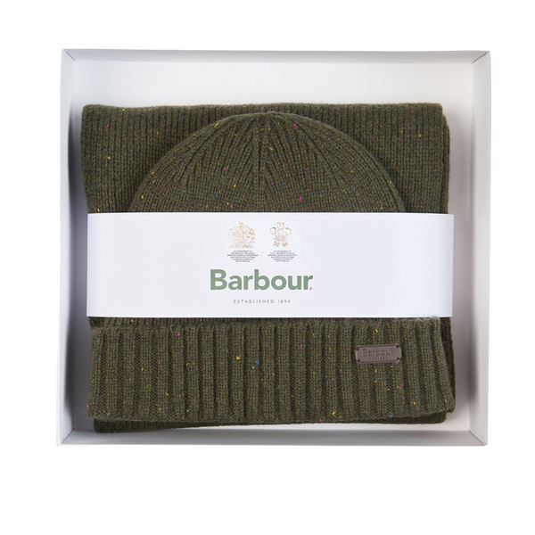 Barbour Carlton Fleck Beanie & Scarf Gift Set