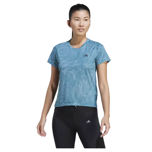 Adidas Run Icons Three Bar Logo All-Over Print Running T-Shirt for Women