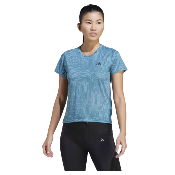 Adidas Run Icons Three Bar Logo All-Over Print Running T-Shirt