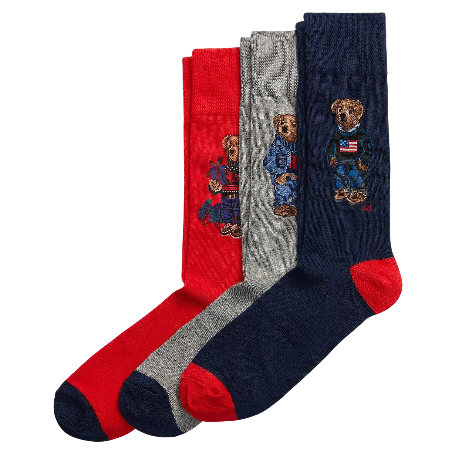 Polo Ralph Lauren Three Pack Of Crew Socks In Gift Box For Men Coes