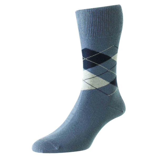 HJ Hall HJ644 Organic Cotton Argyle Comfort Top Socks for Men