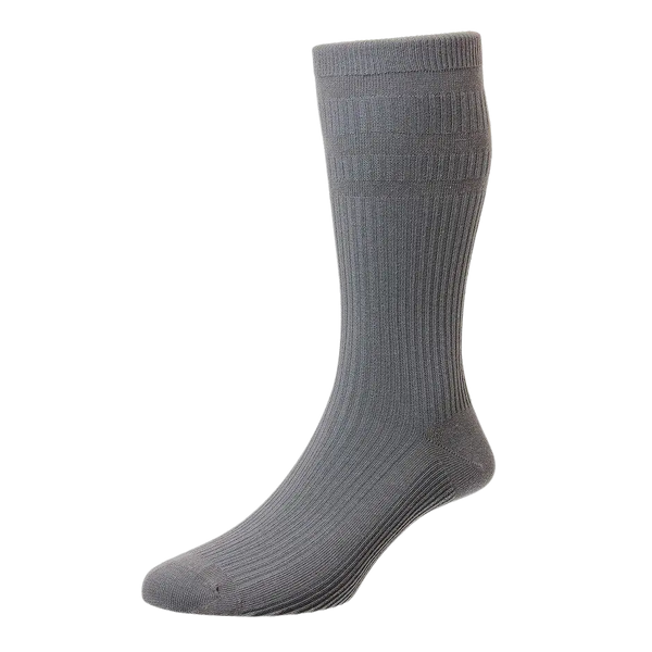 HJ Hall HJ191 Soft Top Extra Wide Socks for Men in Mid Grey
