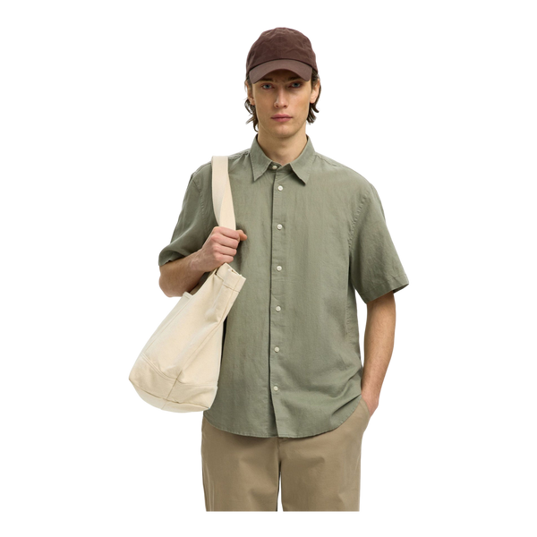 Selected Reg Clay Linen Blend Short Sleeve Shirt