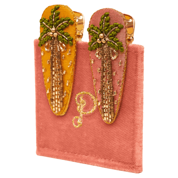 Powder Palm Trees Hair Clips Pack Of 2