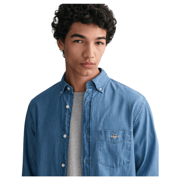 GANT Regular Fit Indigo Long Sleeve Shirt for Men